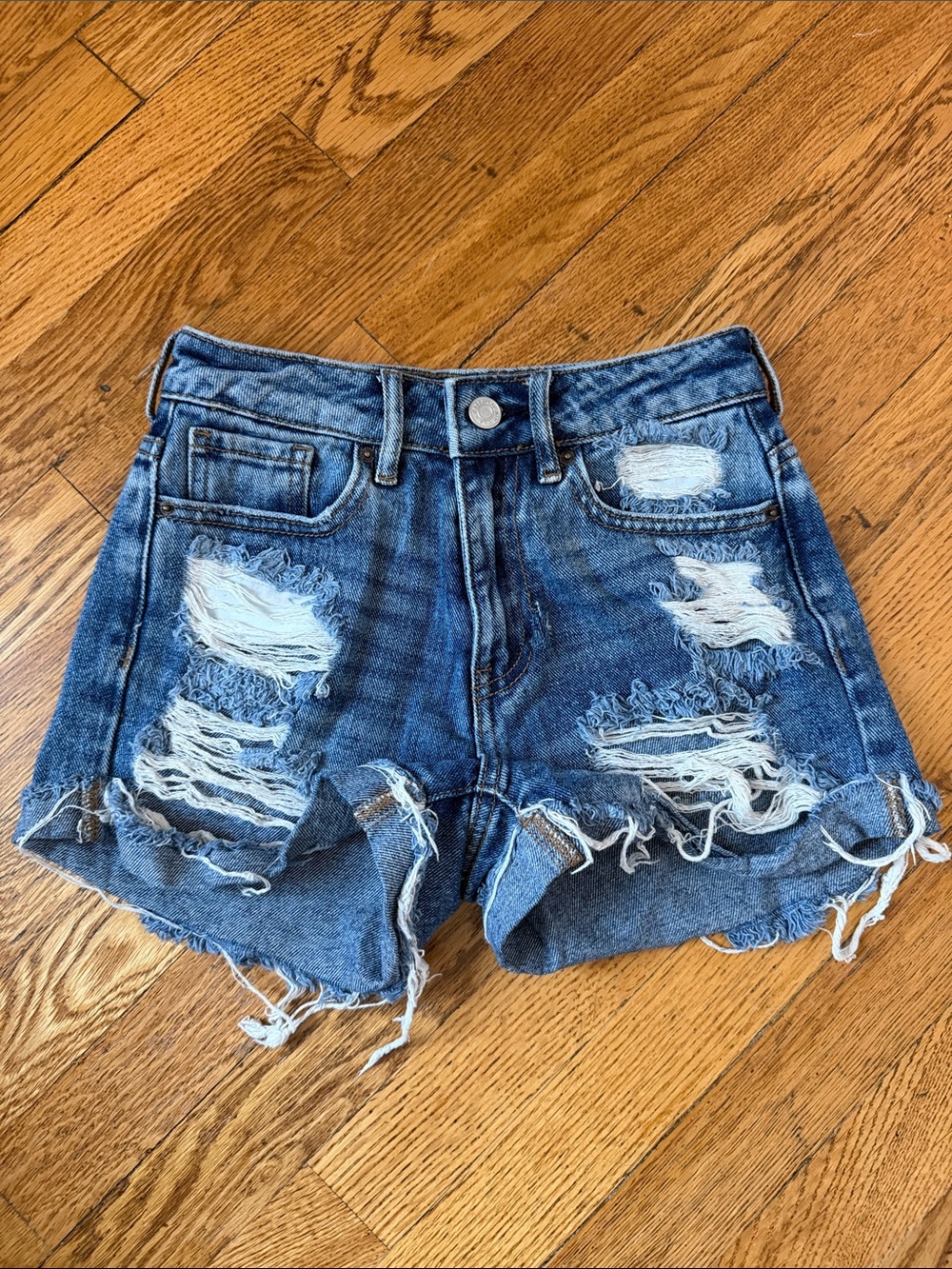 PacSun Blue Distressed High-Rise Denim Shorts